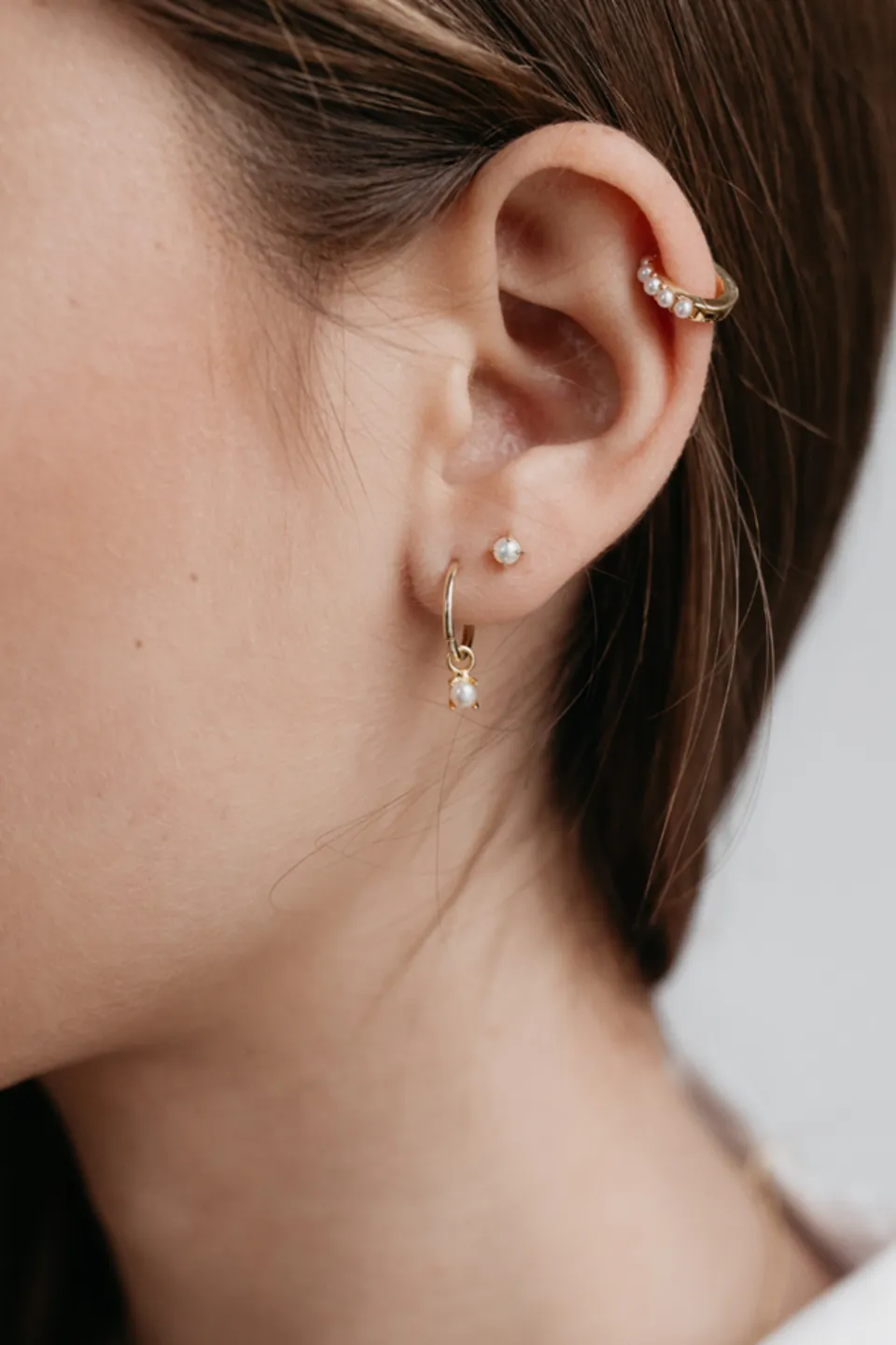 Mini Pearl Stud Earrings Gold