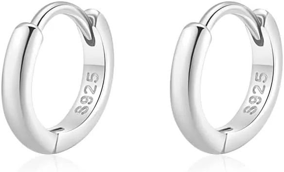 Mini Tiny Huggie Hoop Earrings Top Upper Ear Cartilage Forward Helix Cuff Plain Simple 925 Sterling Silver Gold 9mm 8mm 7mm 6mm 5mm Hoop Earrings