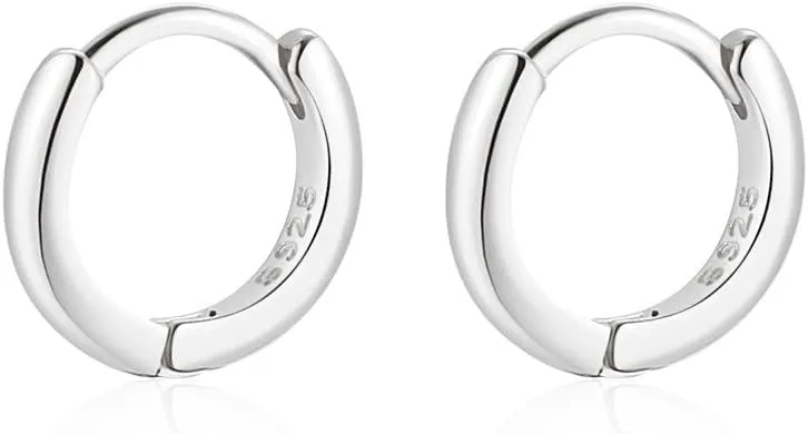 Mini Tiny Huggie Hoop Earrings Top Upper Ear Cartilage Forward Helix Cuff Plain Simple 925 Sterling Silver Gold 9mm 8mm 7mm 6mm 5mm Hoop Earrings