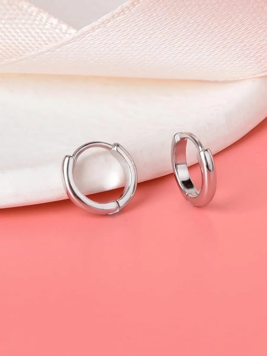 Mini Tiny Huggie Hoop Earrings Top Upper Ear Cartilage Forward Helix Cuff Plain Simple 925 Sterling Silver Gold 9mm 8mm 7mm 6mm 5mm Hoop Earrings