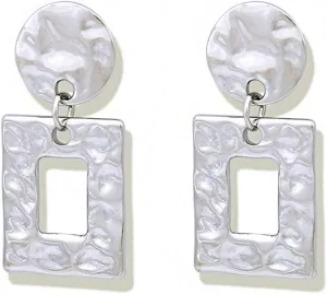 Minimalist Hammered Square Earrings Women Brass Geometric Earrings Statement Dangle Earrings