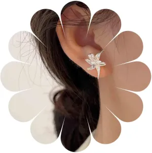 Minimalist Metal Flower Stud Earrings Flower Plant Earrings Matter Gold Floral Earrings Flower Shape Earrings Minimalist Gold Stud Earrings Jewelry for Women