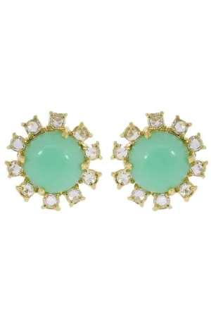 Mint Chrysoprase and Diamond Stud Earrings