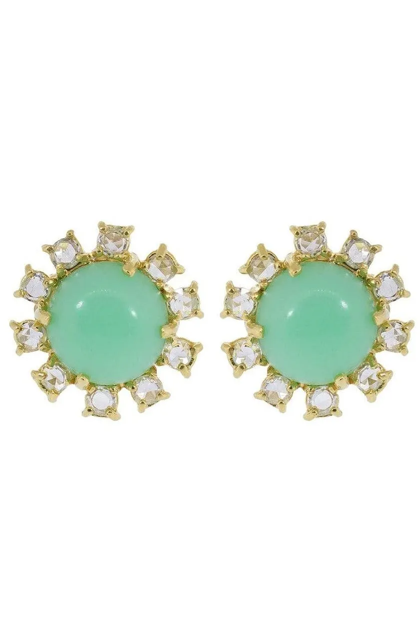 Mint Chrysoprase and Diamond Stud Earrings