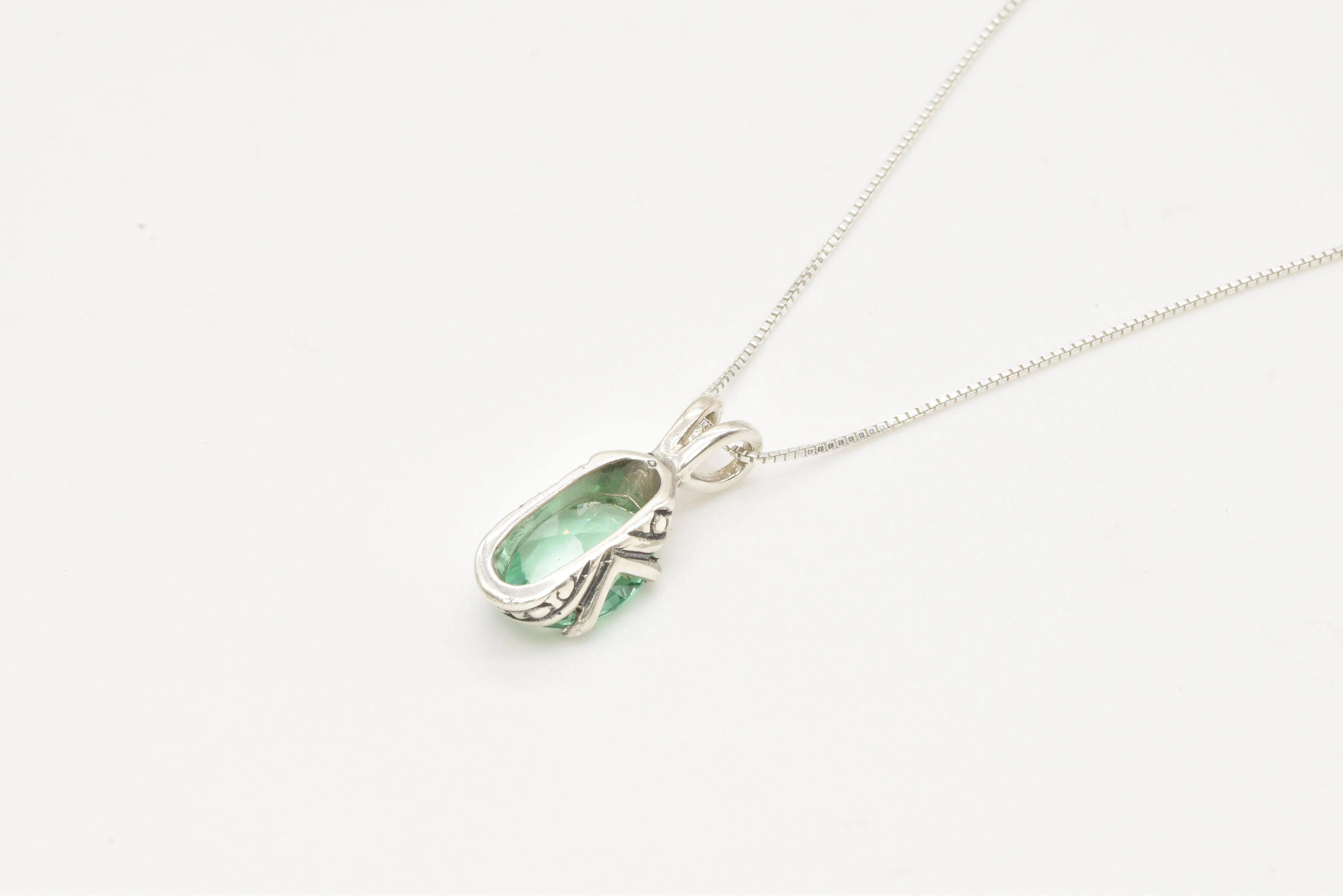 Mint Emerald Pendant, Created Mint Emerald Pendant, Green Solitaire Necklace