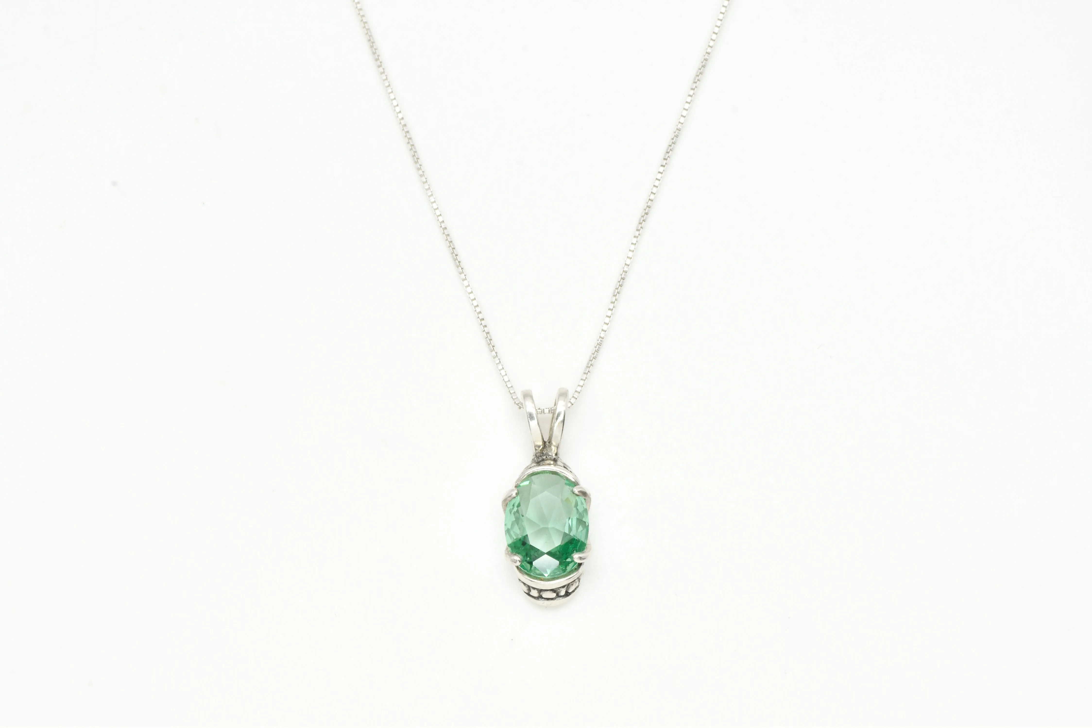 Mint Emerald Pendant, Created Mint Emerald Pendant, Green Solitaire Necklace