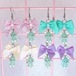 Mint Teddy Bear Earrings (4 Colors)