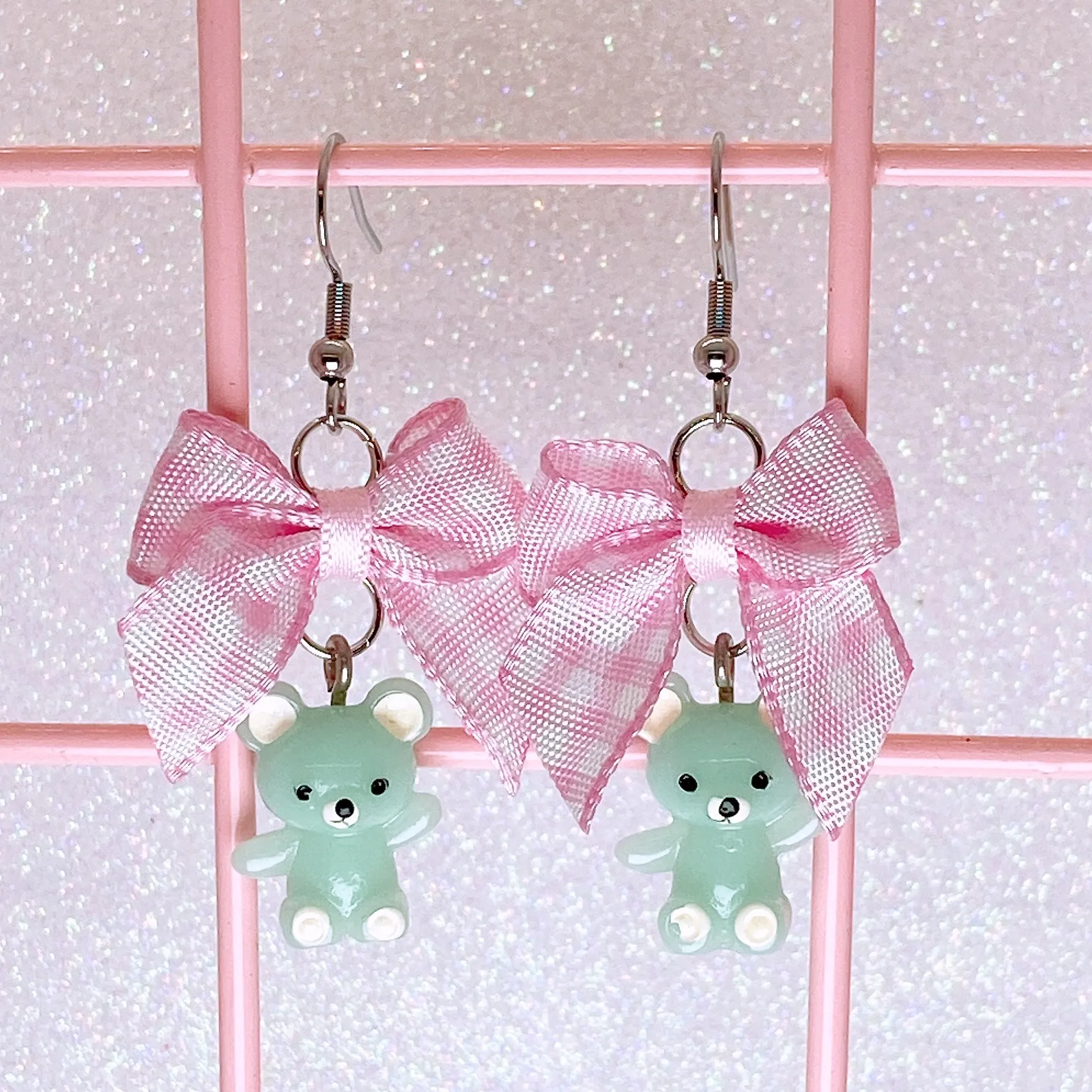 Mint Teddy Bear Earrings (4 Colors)