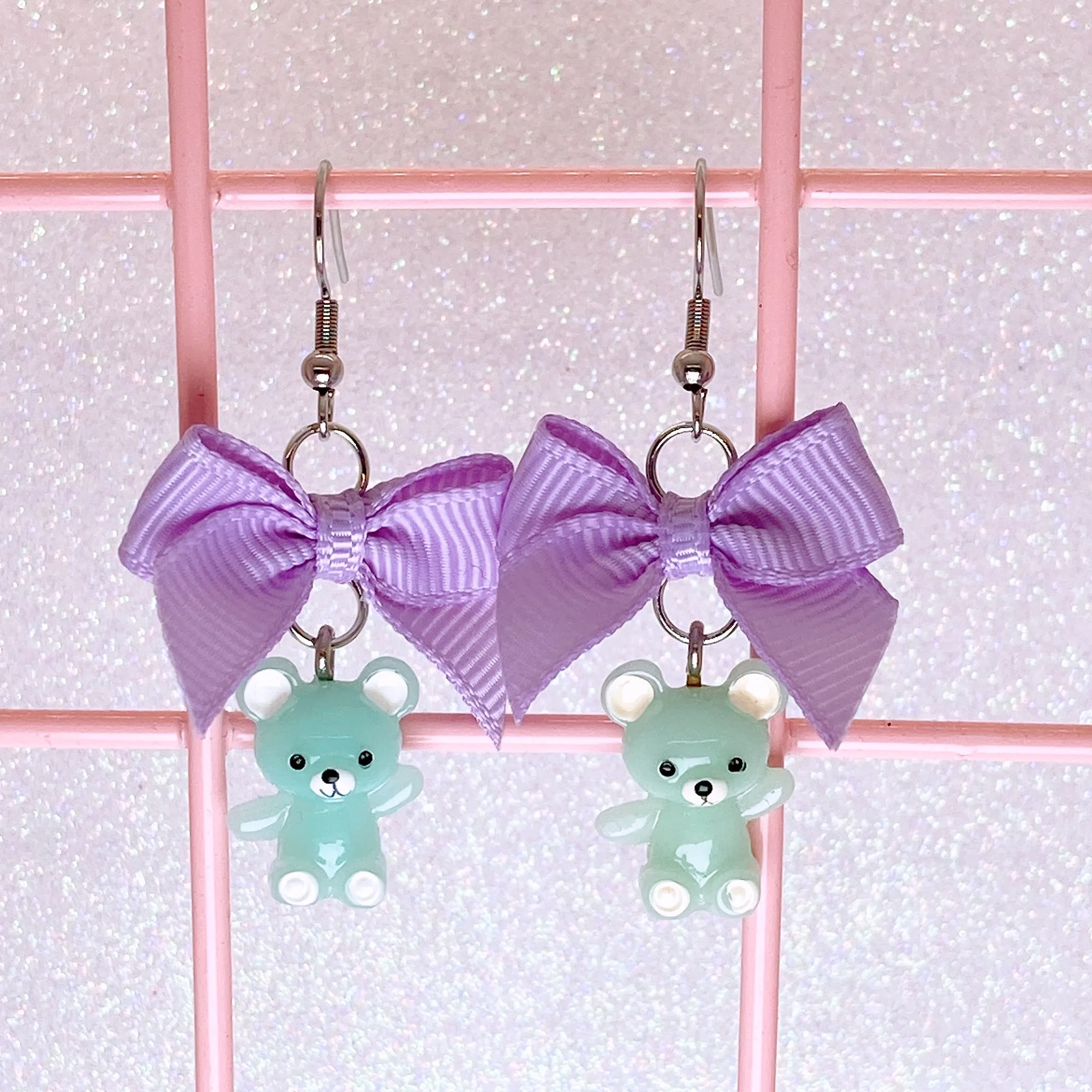 Mint Teddy Bear Earrings (4 Colors)