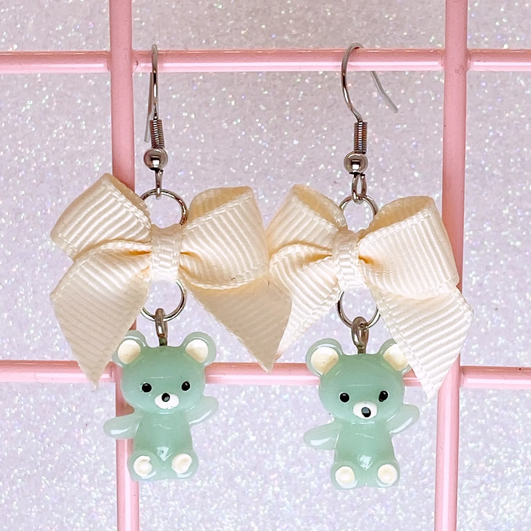 Mint Teddy Bear Earrings (4 Colors)