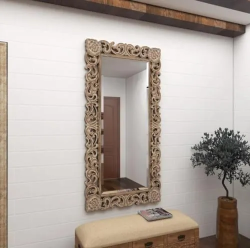 Modern Art & Craft's® Wooden Wall Mirror Frame | Wall Mounted | for Bedroom Home Decor| Living Room | Wall Hangingm | (36"x72" Inch)(Brown)(Only Frame without Mirror)