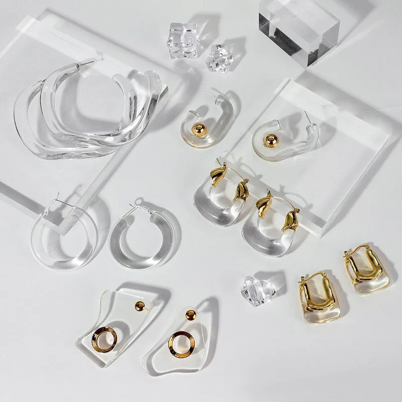 Modern Fashion Transparent Acrylic Geometric Statement Earrings