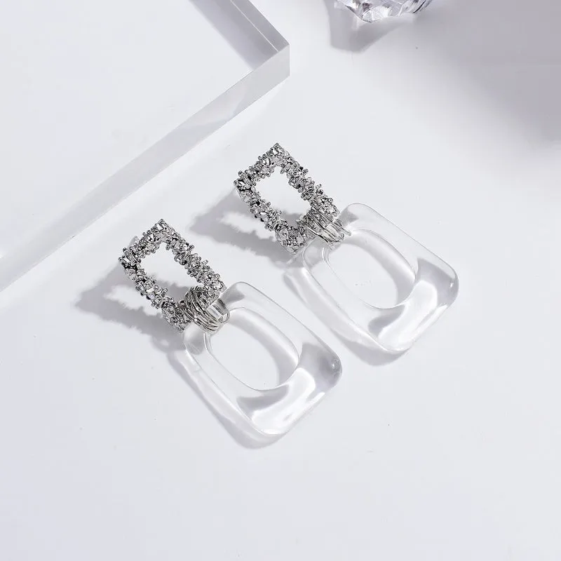 Modern Fashion Transparent Acrylic Geometric Statement Earrings