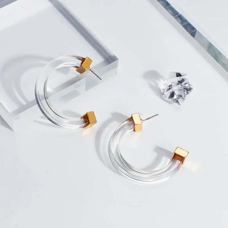 Modern Fashion Transparent Acrylic Geometric Statement Earrings