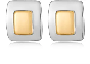 Modern Vintage Geometric Earrings for Women Gold Silver Two Tone Statement Large Studs Minimalist Trendy Jewelry