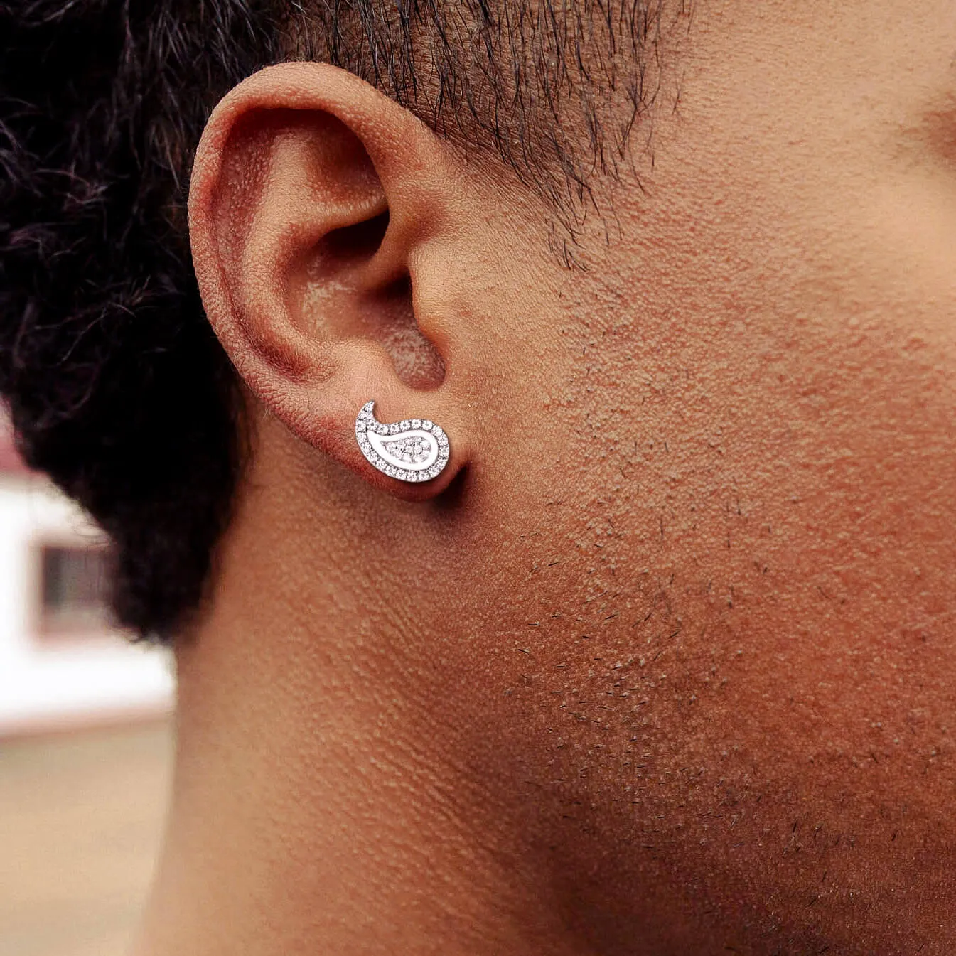 Moissanite Paisley Stud Earrings
