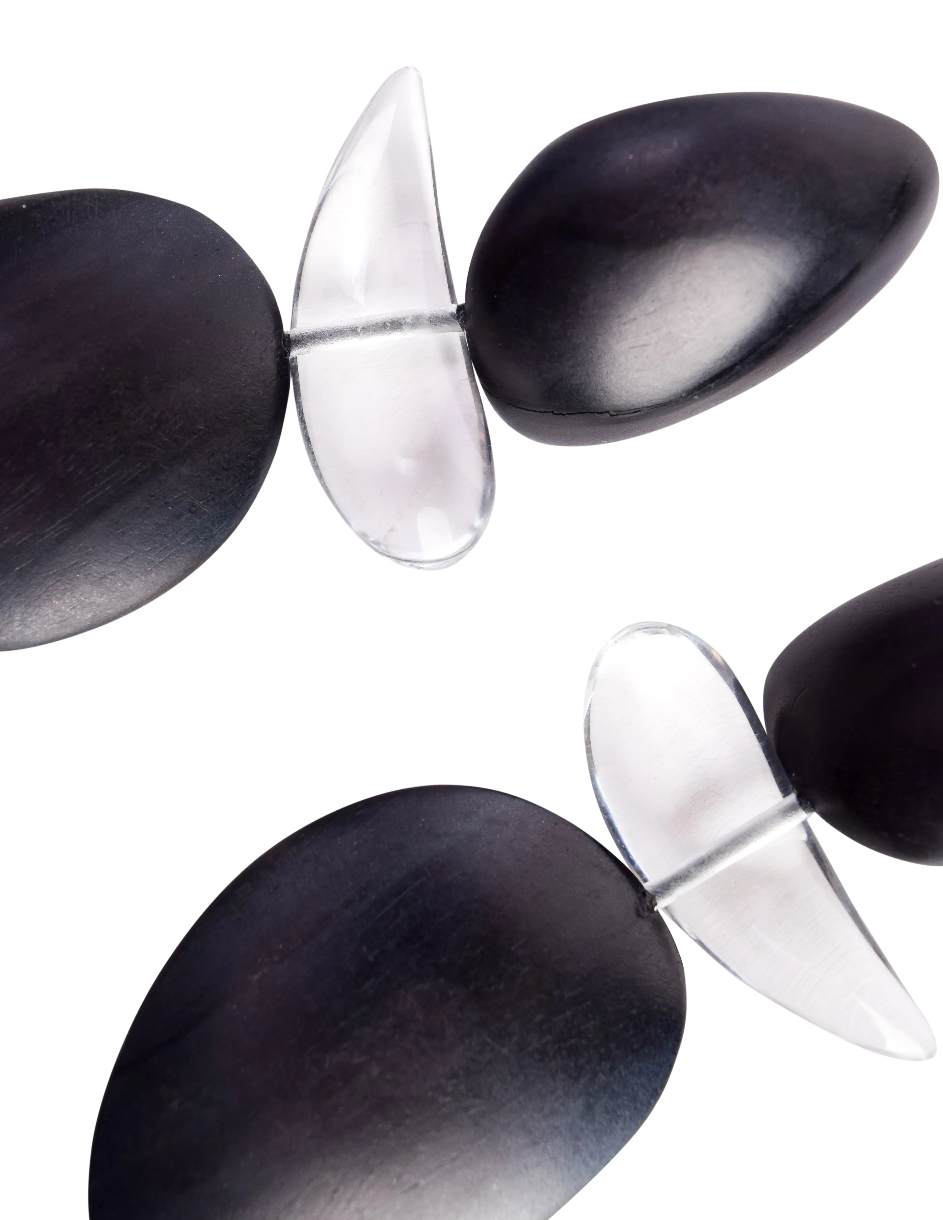 Monies Vintage Oversized Ebony and Clear Resin Dangle Drop Earrings