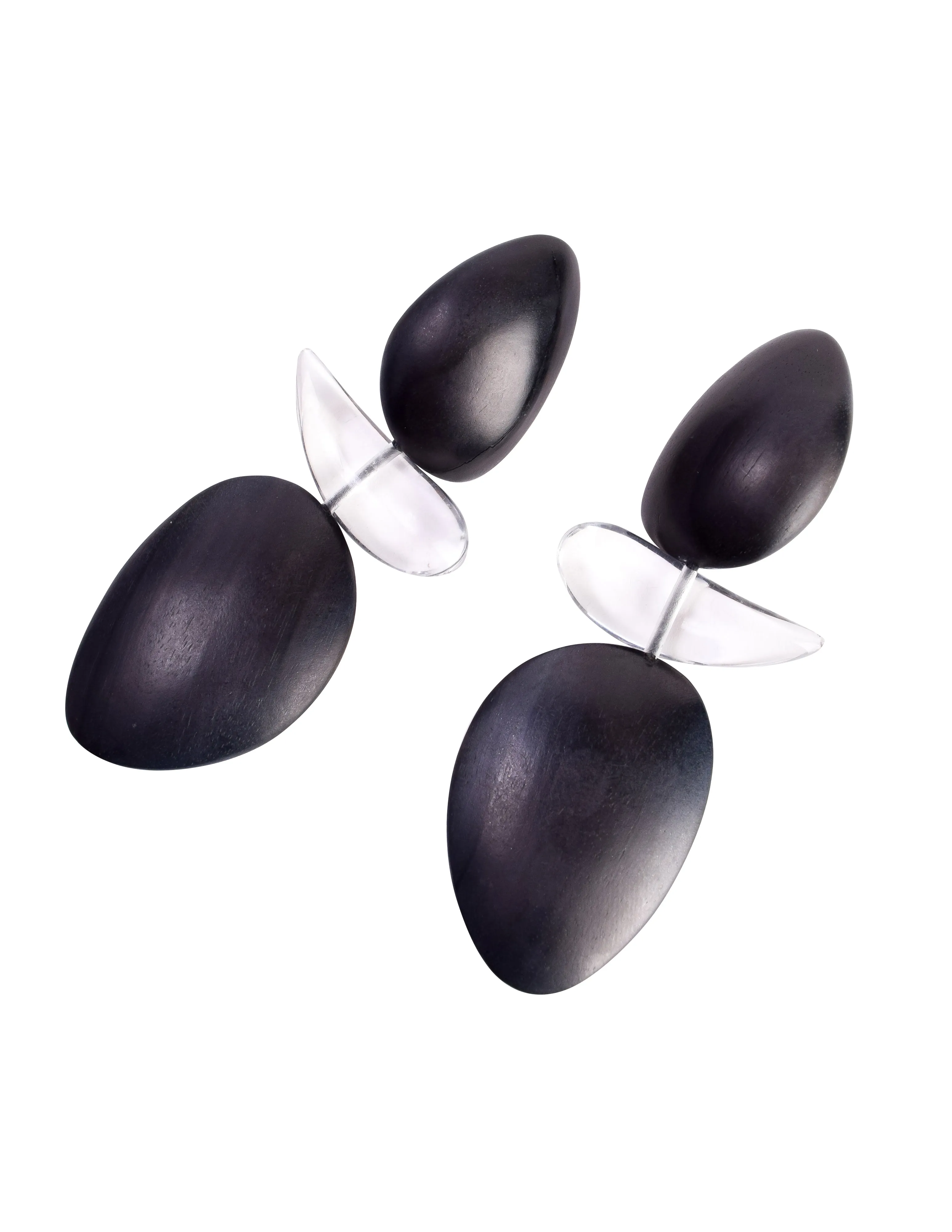Monies Vintage Oversized Ebony and Clear Resin Dangle Drop Earrings