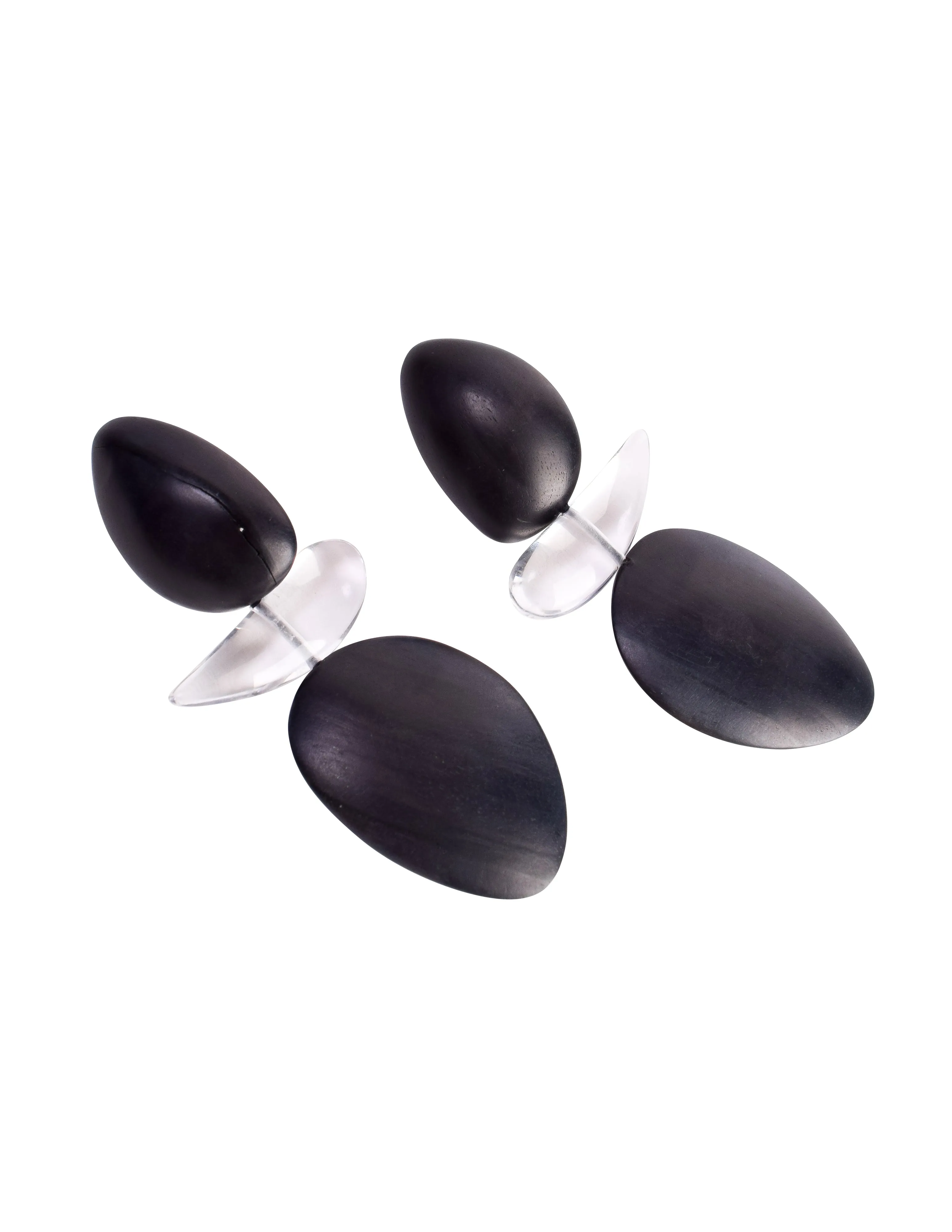 Monies Vintage Oversized Ebony and Clear Resin Dangle Drop Earrings