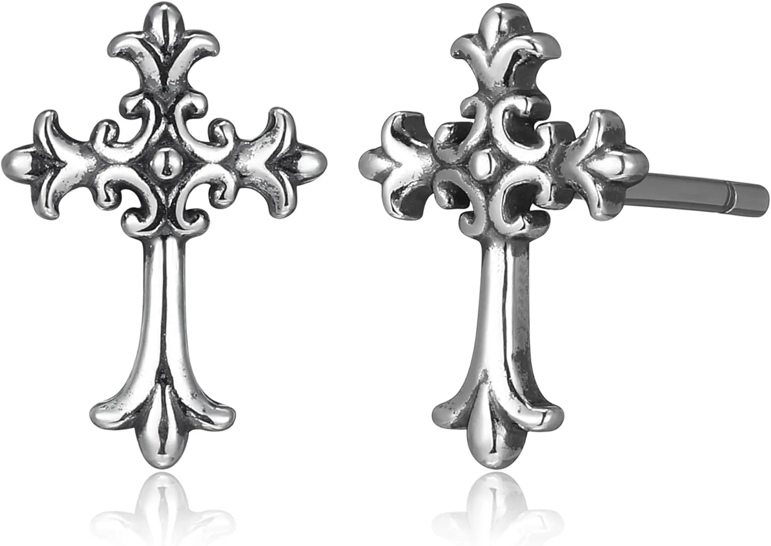 MORGAN & PAIGE .925 Sterling Silver Oxidized, 18k Yellow Gold or 14K Rose Gold Plated Celtic Cross Sterling Silver Earrings - Drop & Dangle or Stud Earrings for Women Hypoallergenic Faith Jewelry
