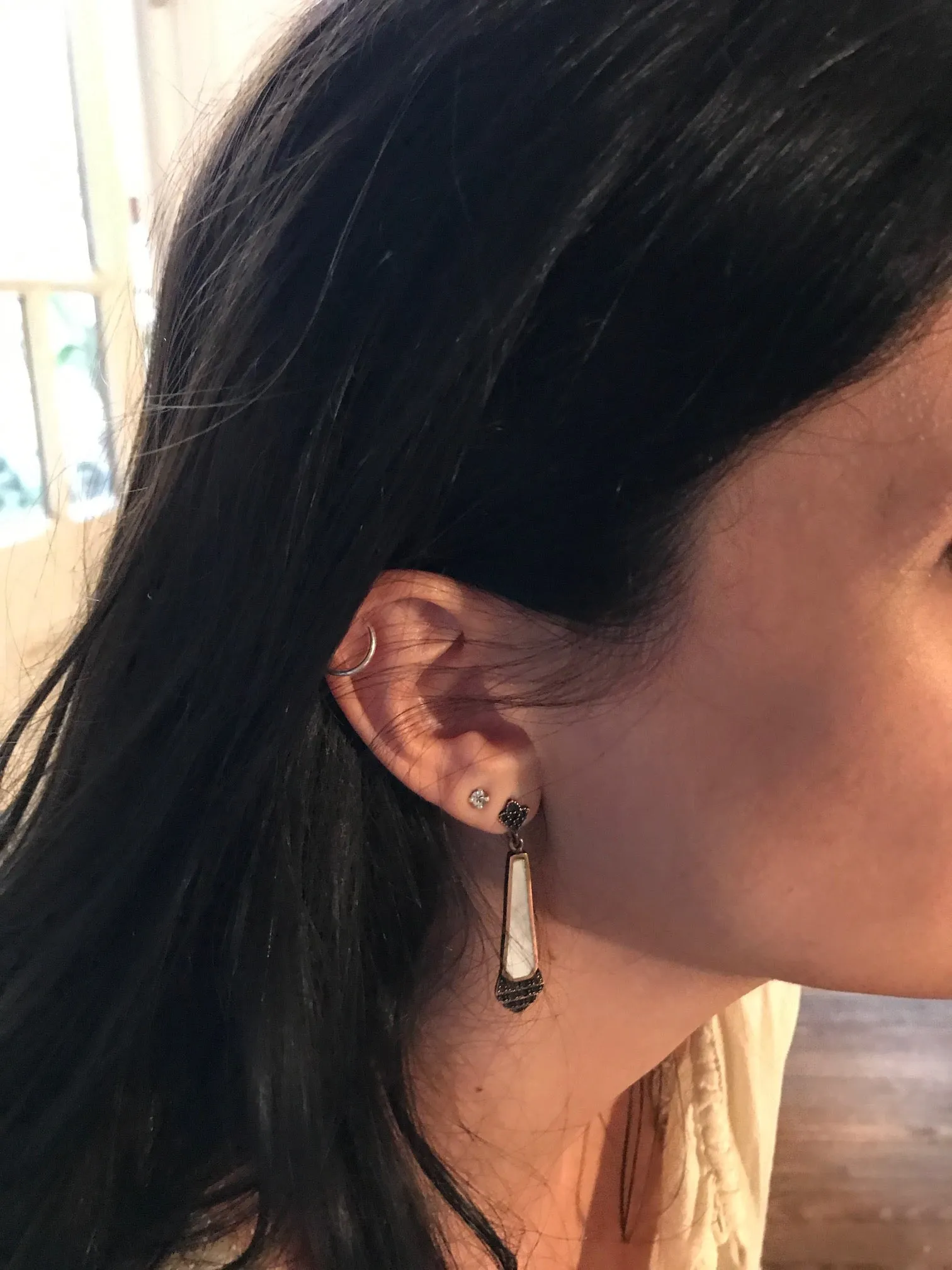 mother of pearl | 'antonella' earrings | bronze