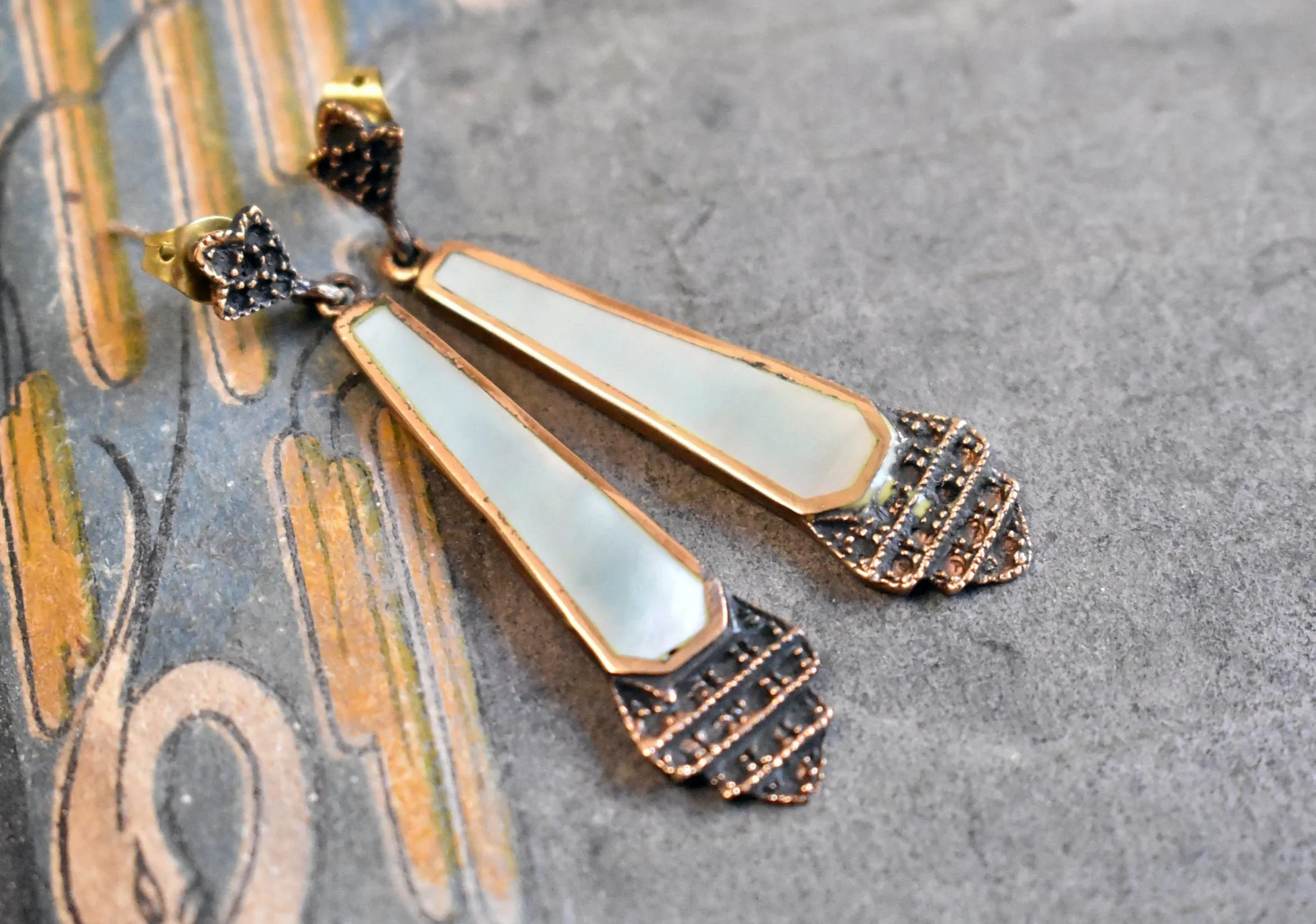 mother of pearl | 'antonella' earrings | bronze
