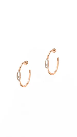 Move Uno Small Hoop Earrings in Rose Gold with Diamonds