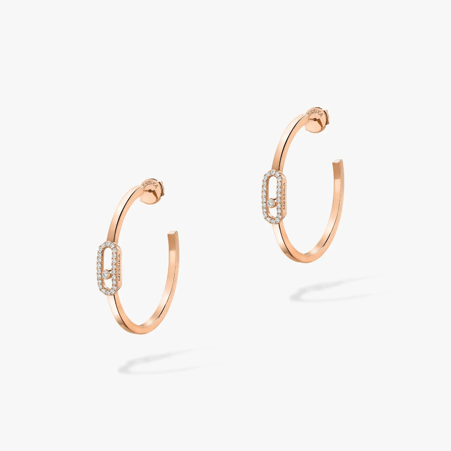 Move Uno Small Hoop Earrings in Rose Gold with Diamonds