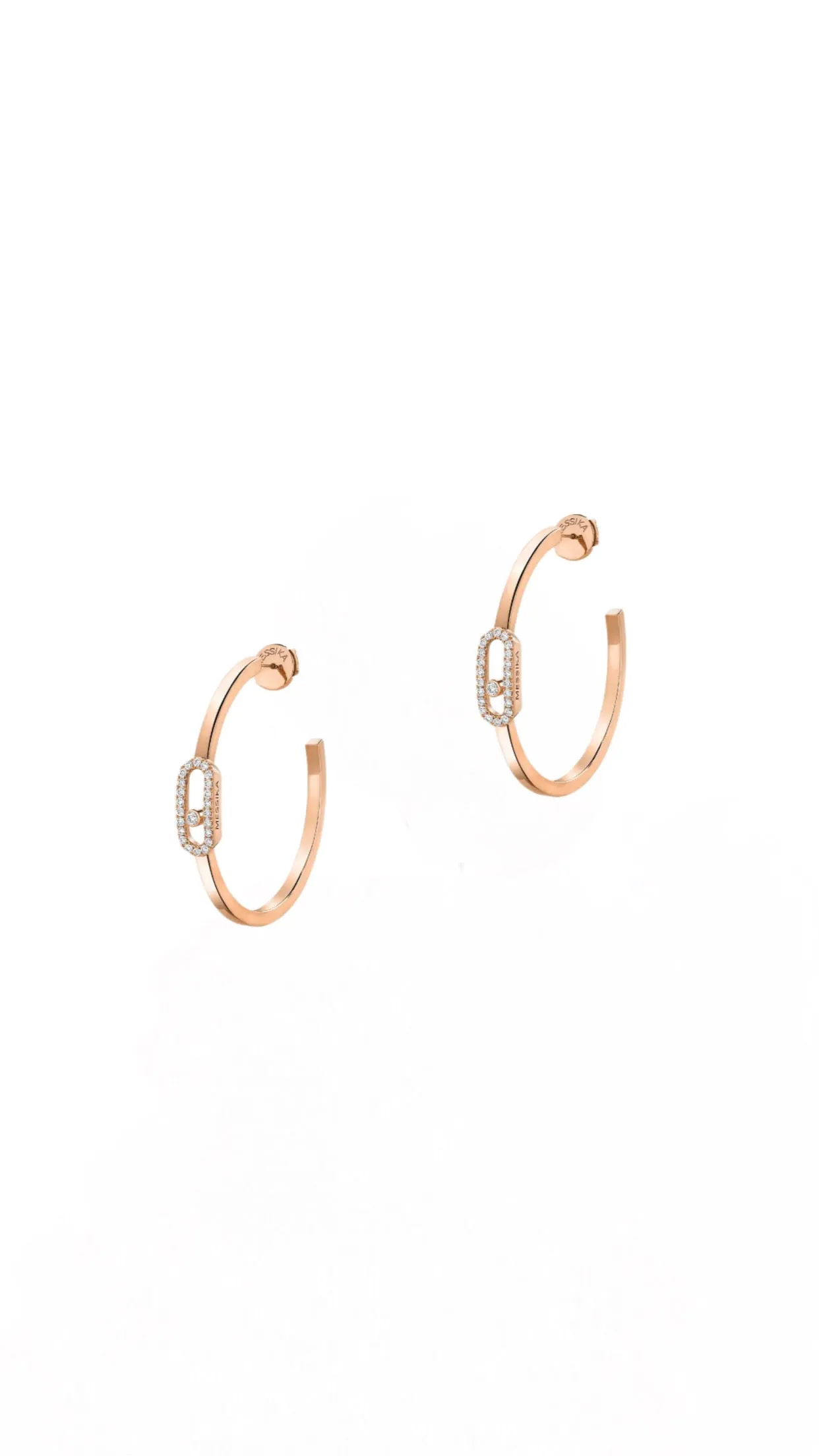 Move Uno Small Hoop Earrings in Rose Gold with Diamonds