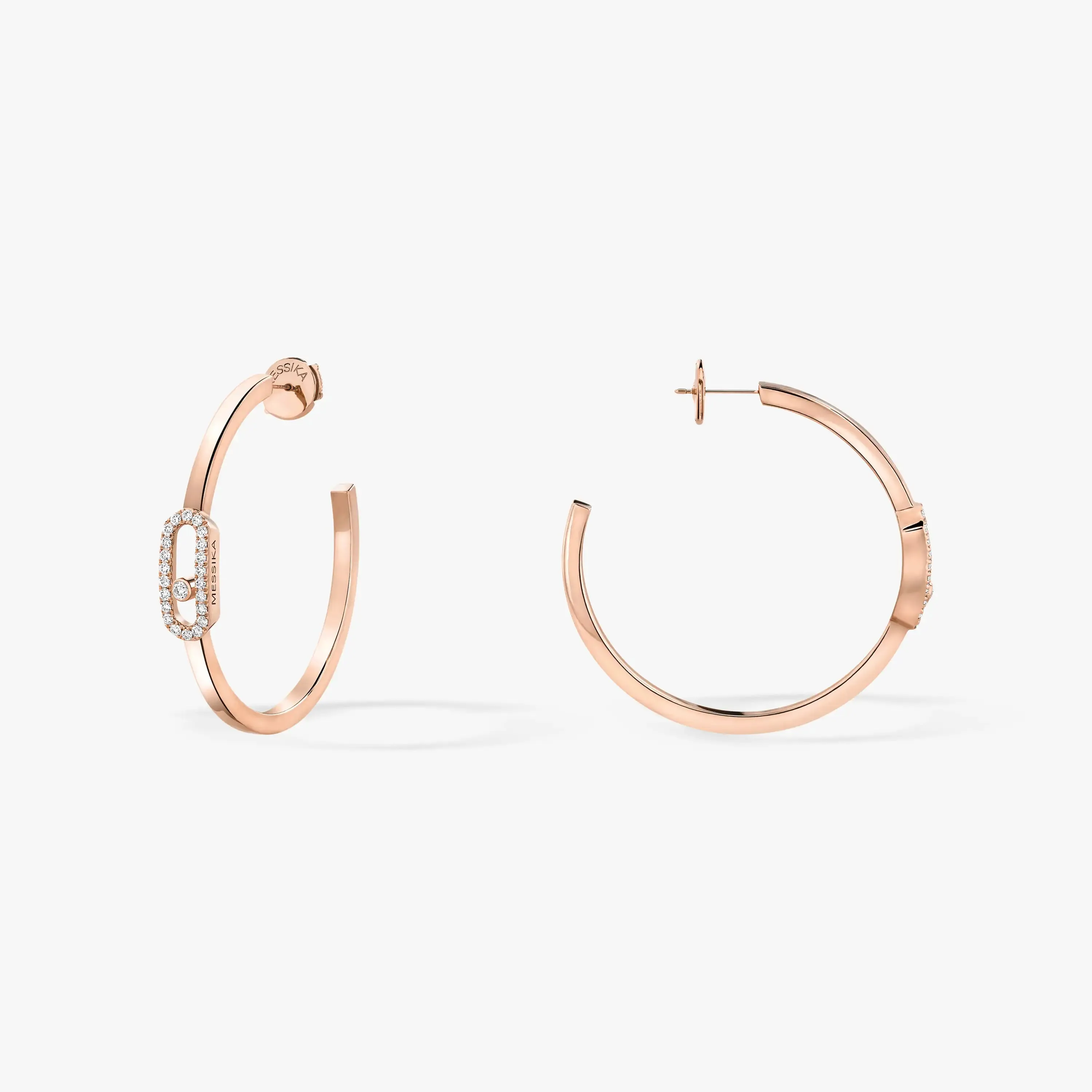 Move Uno Small Hoop Earrings in Rose Gold with Diamonds