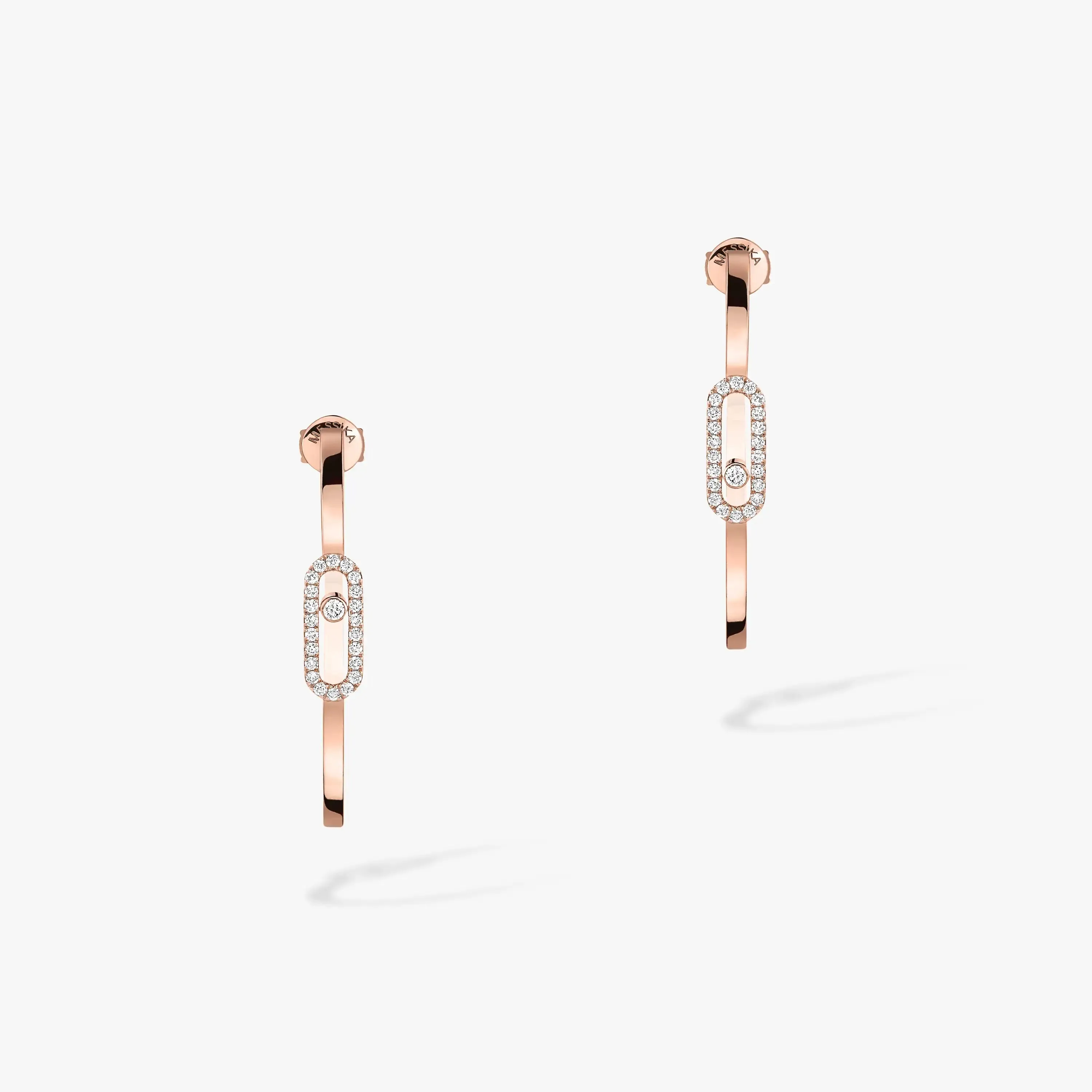 Move Uno Small Hoop Earrings in Rose Gold with Diamonds
