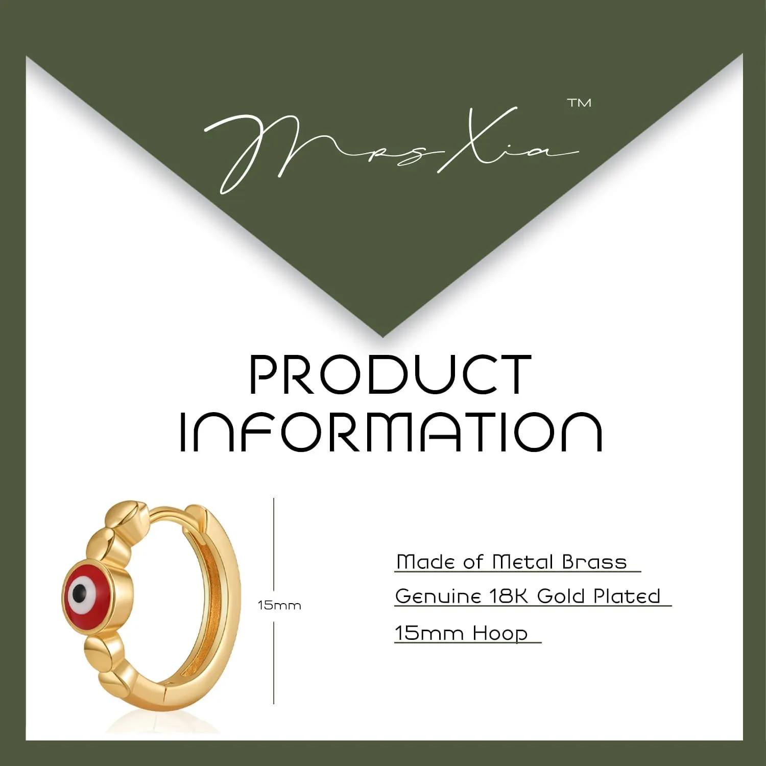 MRSXIA Huggie Earrings for Women Gold Hoop Evil Eye Mix Colors 24K Gold Filled Small Simple Delicate Hypoallergenic Ear Protection Jewelry