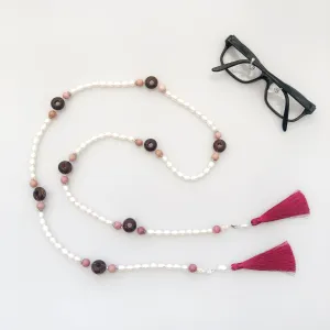 Multi-style Baroque Pearl Lariat Necklace Set with Red Tassels