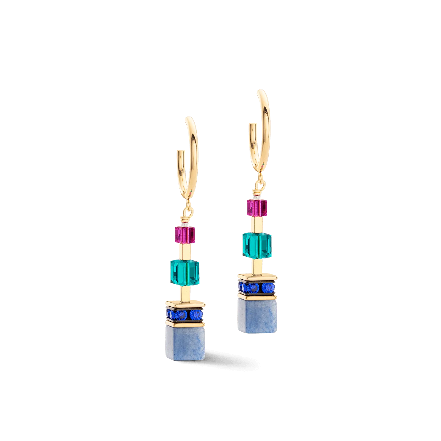 Multicolor Precious GeoCube Iconic Hoop Earrings