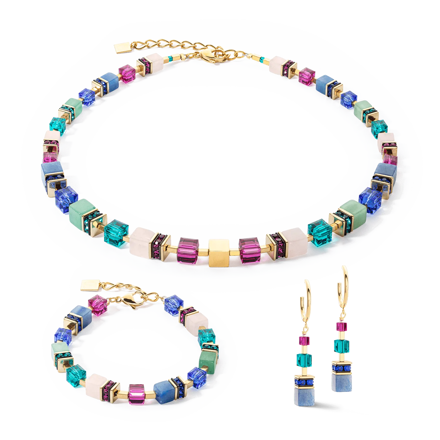 Multicolor Precious GeoCube Iconic Hoop Earrings