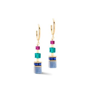 Multicolor Precious GeoCube Iconic Hoop Earrings