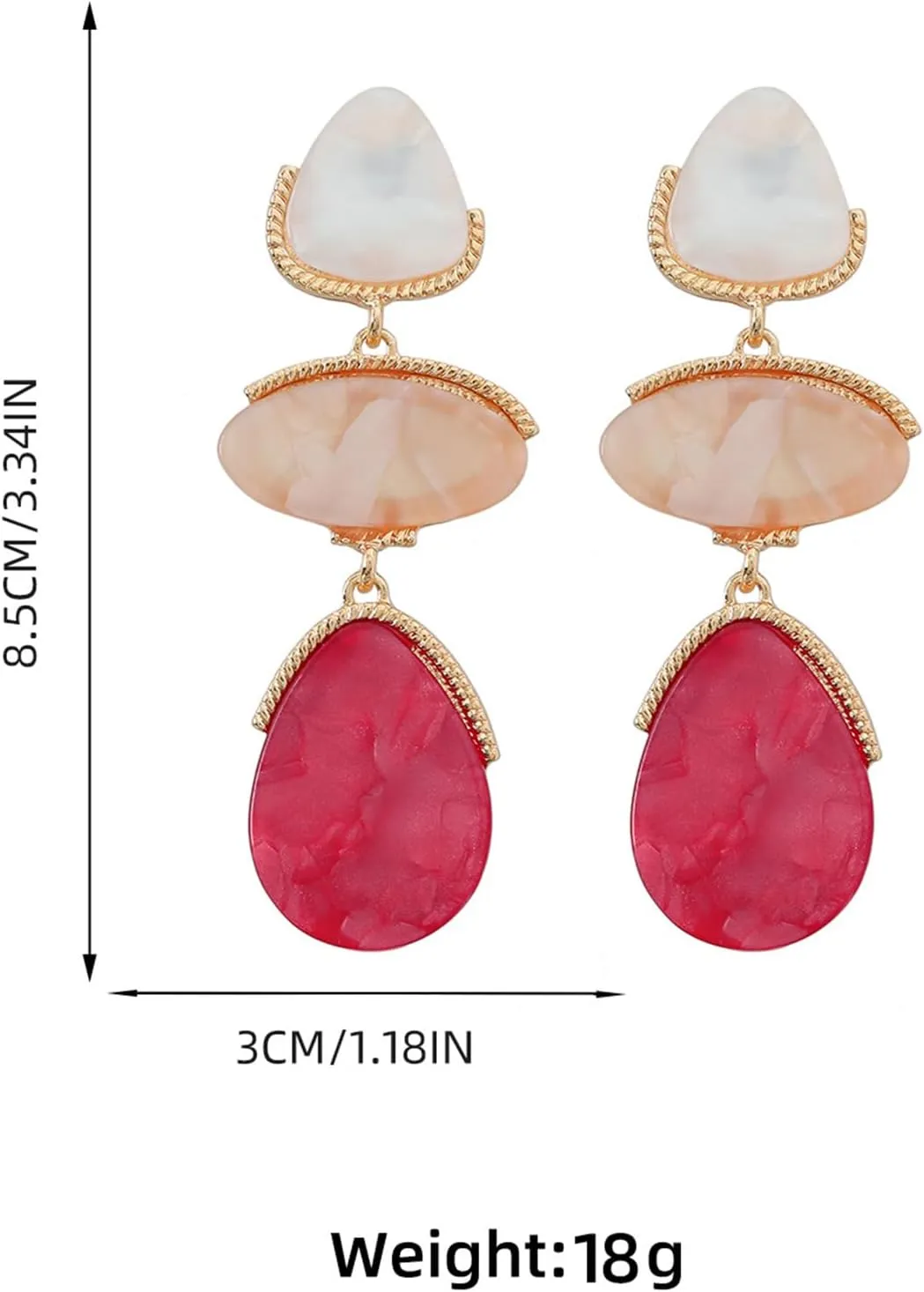 Multilayer Acetic Acid Board Geometric Shapes Long Drop Earrings Jewelry for Women