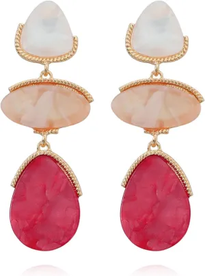 Multilayer Acetic Acid Board Geometric Shapes Long Drop Earrings Jewelry for Women