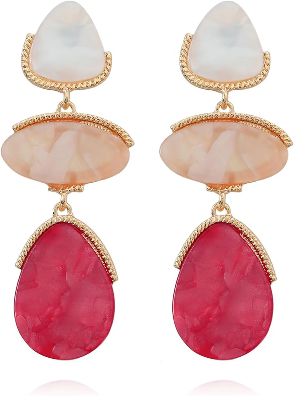 Multilayer Acetic Acid Board Geometric Shapes Long Drop Earrings Jewelry for Women