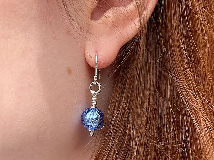 Murano Glass Earrings - Turquoise Gold