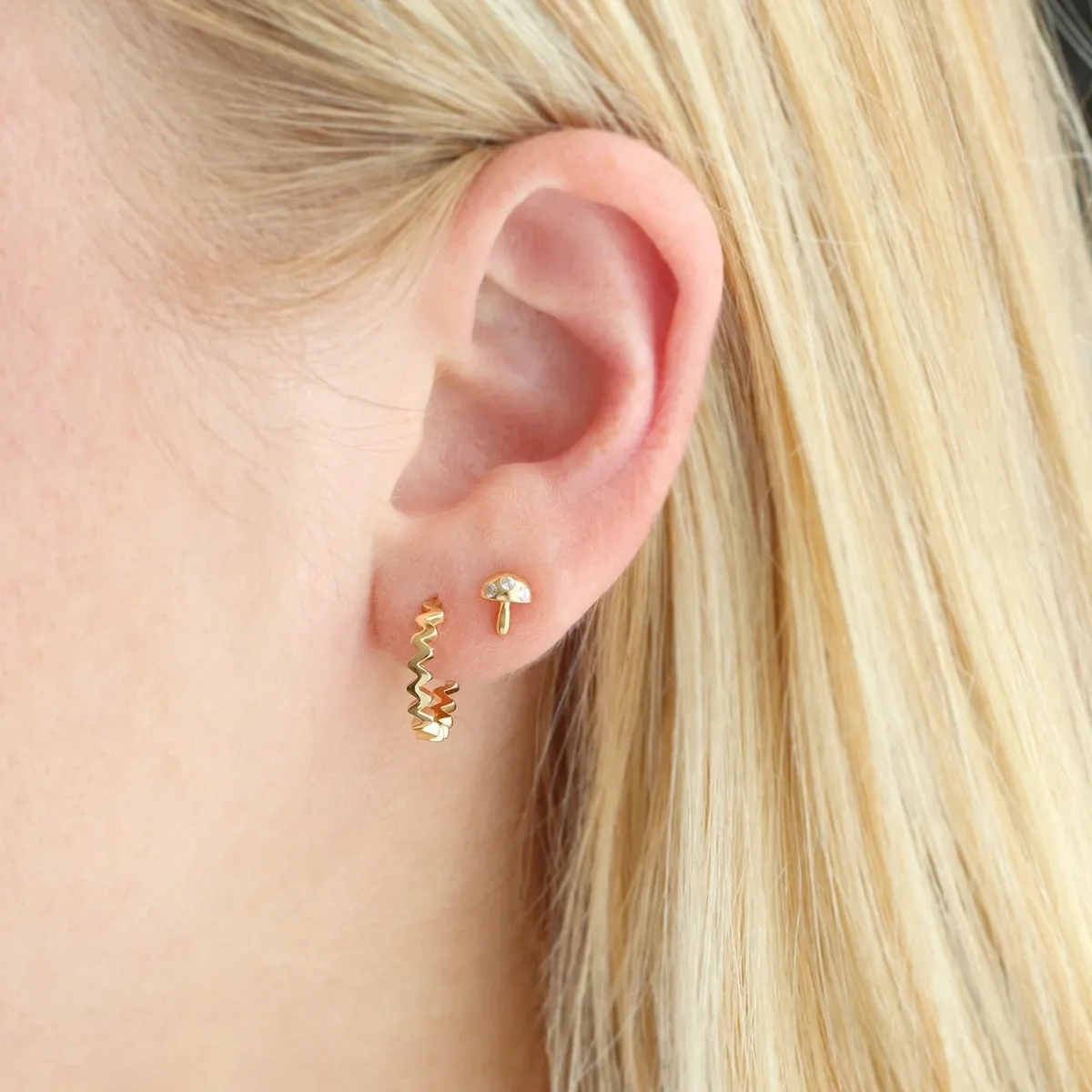 Mushroom Crystal Stud Earrings