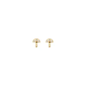 Mushroom Crystal Stud Earrings