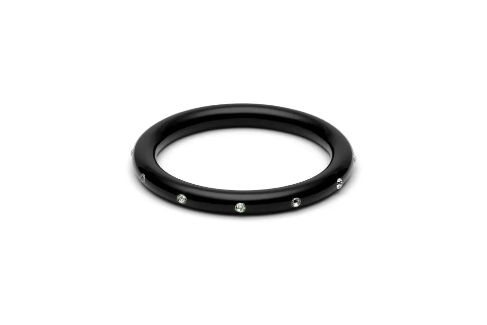 Narrow Black Diamante Maiden Bangle