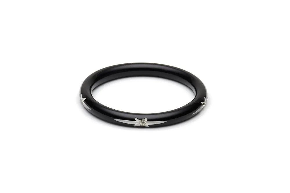 Narrow Black Starburst Bangle