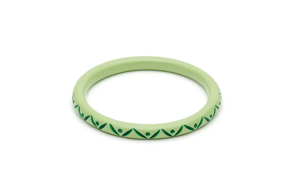 Narrow Spring Carved Duchess Bangle