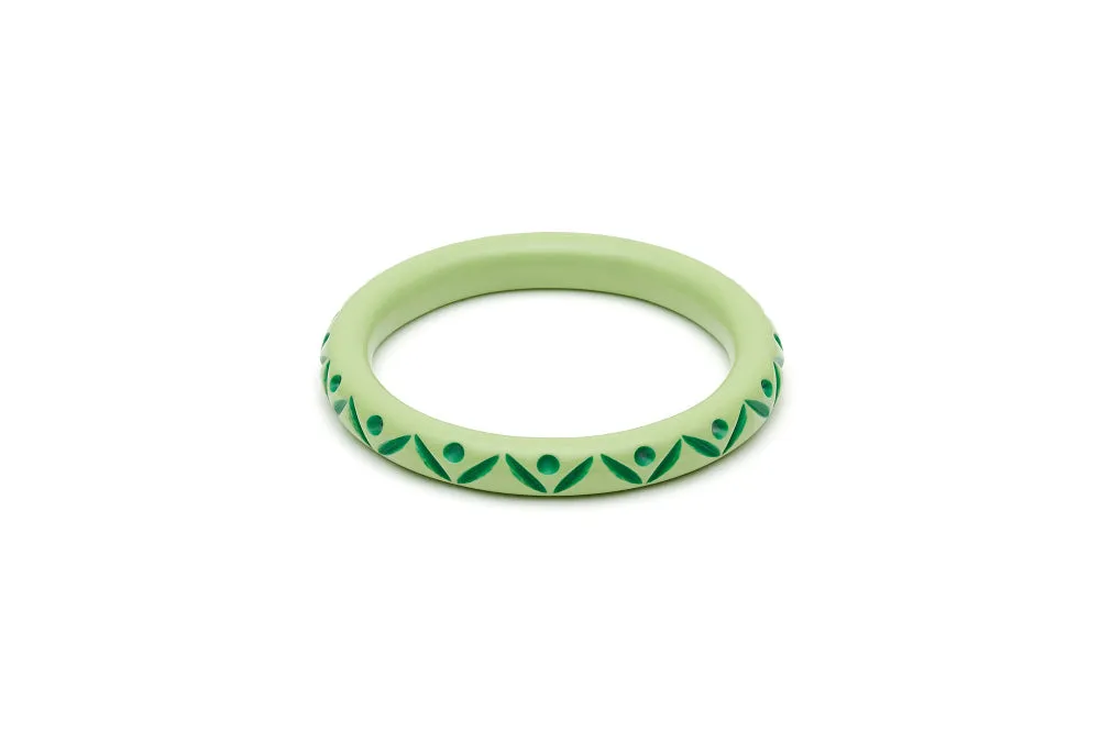 Narrow Spring Carved Maiden Bangle