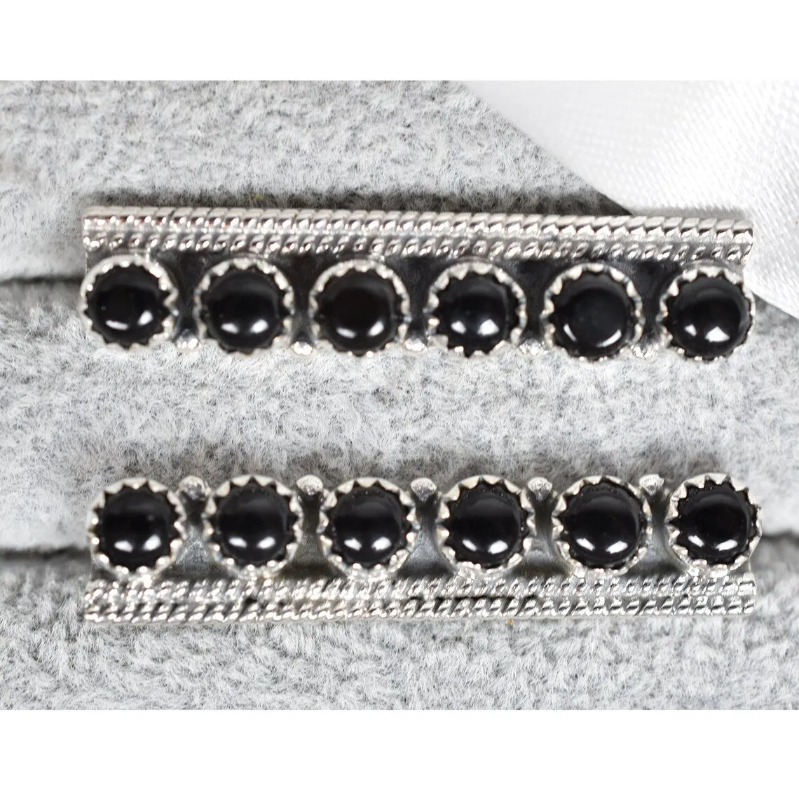 Native American Black Onyx Push Pack Stud Earrings  - 925 Sterling Silver Southwestern Style Earrings
