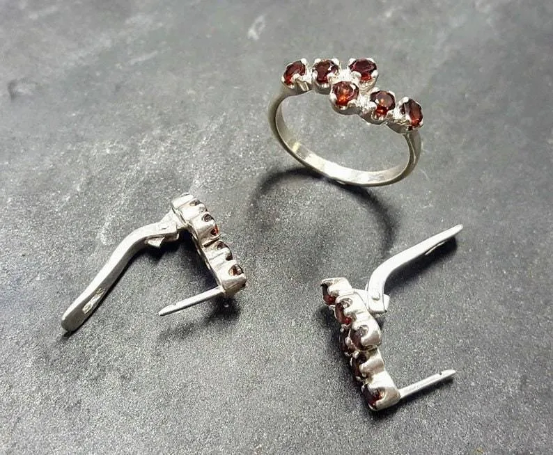 Natural Garnet Ring - Red Bypass Ring - January Birthstone Ring