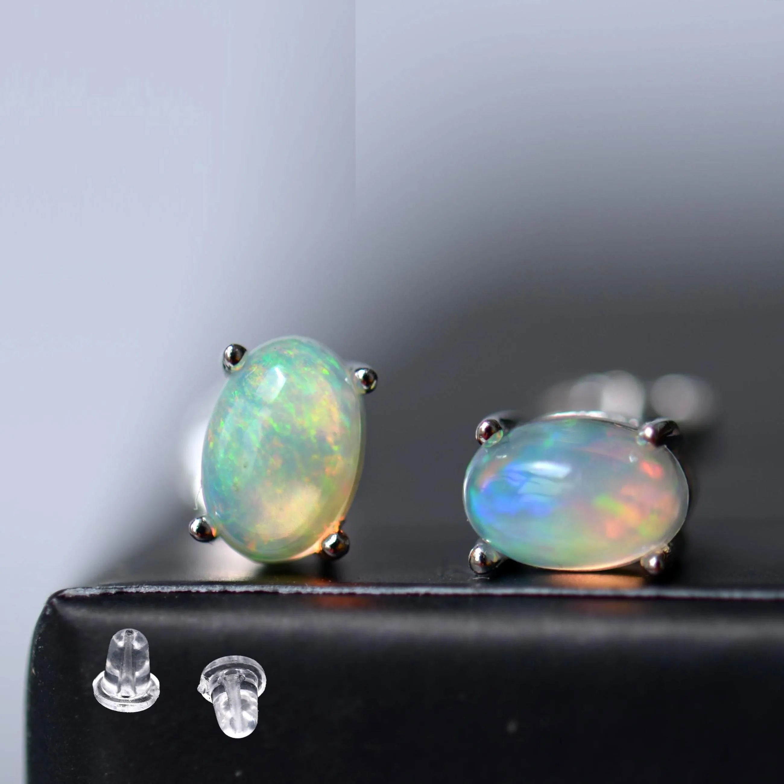 Natural Stone Opal Earrings s925 Silver Lucky Hope Elf Studs Earring