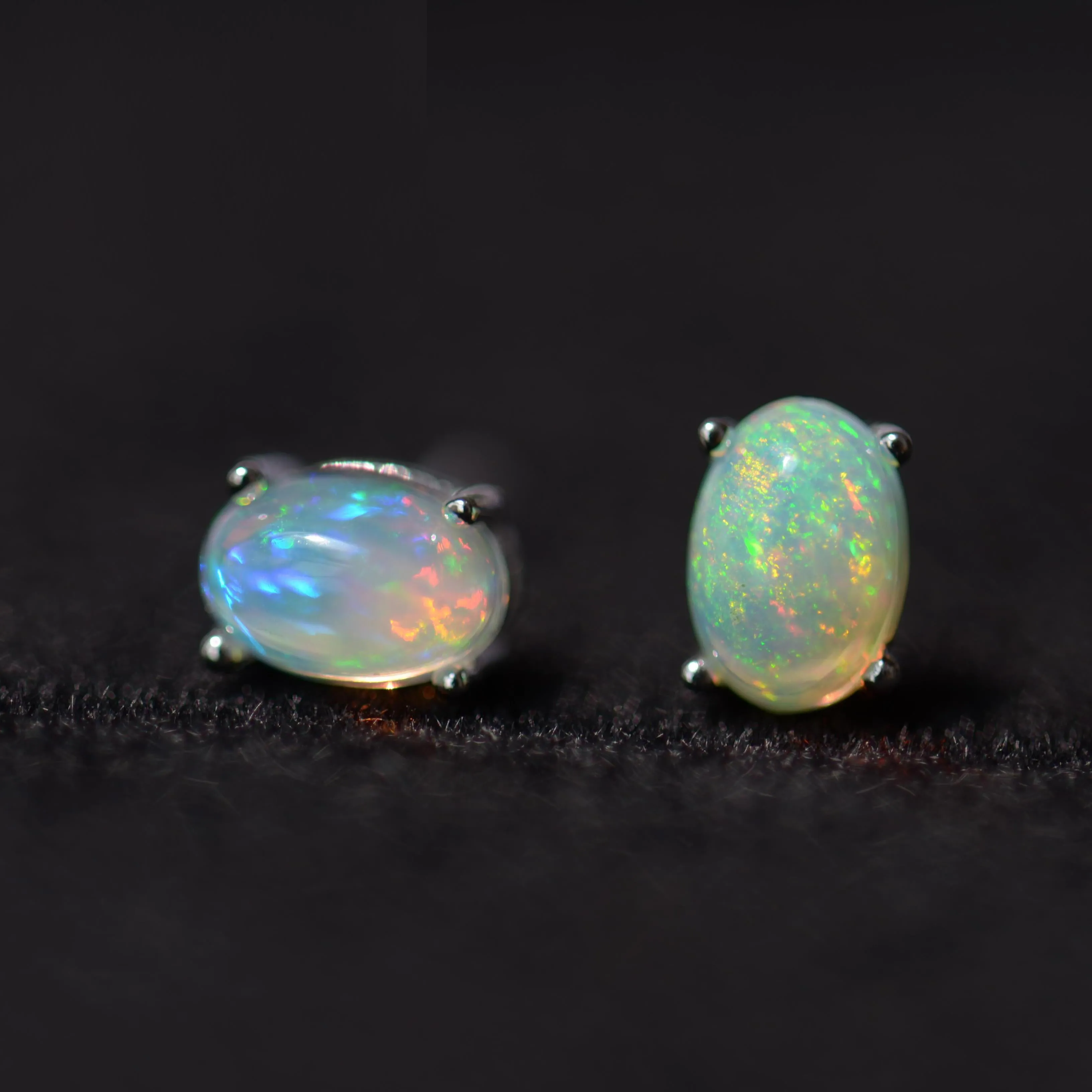 Natural Stone Opal Earrings s925 Silver Lucky Hope Elf Studs Earring